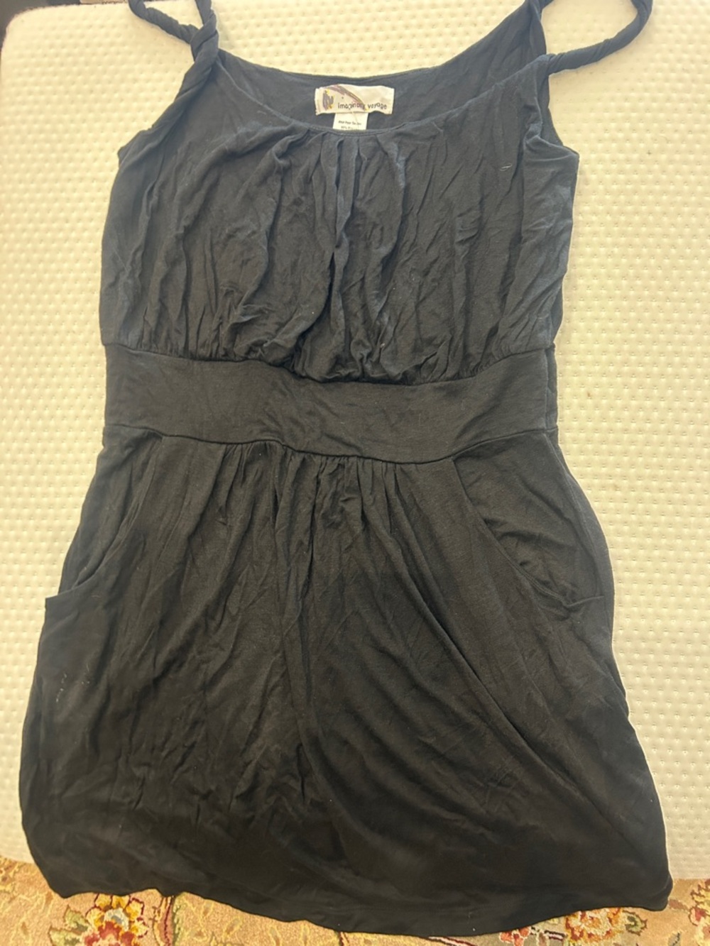 Black Sleeveless Mini Summer Dress with Pockets-XL
